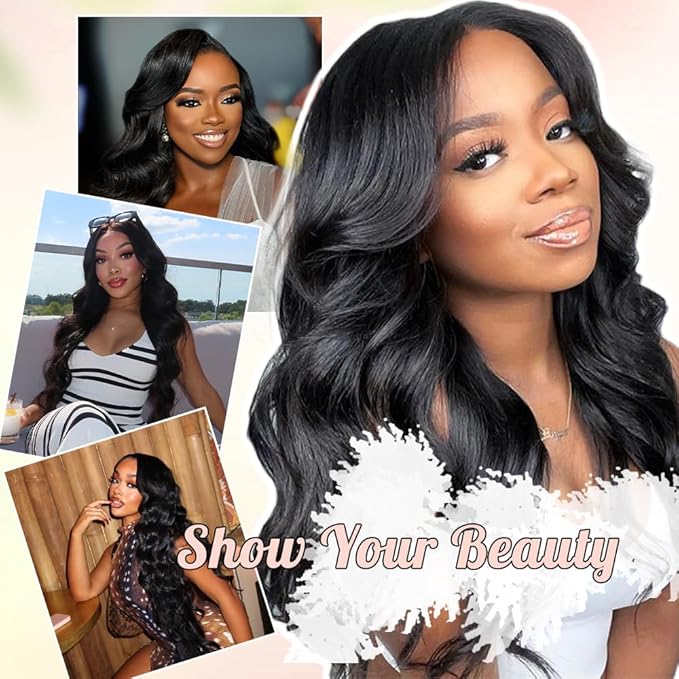 360 Lace Front Wigs Human Hair Body Wave 200% Density Upgraded Hidden Straps 360 HD Full Lace Wigs Human Hair With Drawstring Pre Plucked With Baby Hair for Women Natural Black 32 Inch