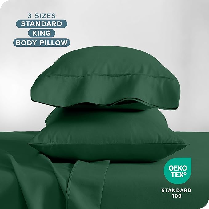 Bare Home Microfiber Pillow Cases - King Size Set of 2 - Cooling Pillowcases - Double Brushed - Forest Green Pillowcases 2 Pack - Easy Care (King Pillowcase Set of 2, Forest Green)