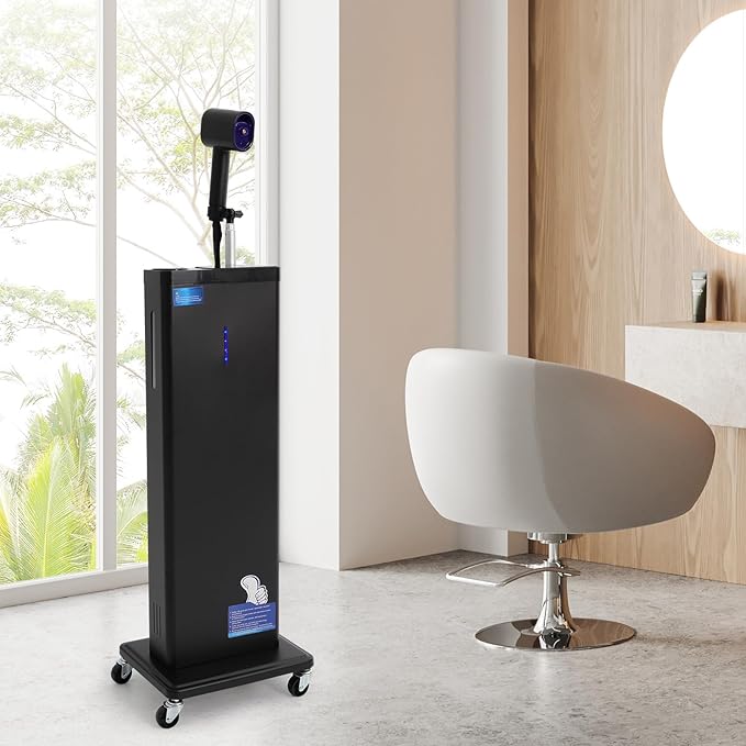 Standing Nano Mist Hair Steamer 1300W, Multifunctional Micro Mist Salon Hair Processor w/ 360°Swivel Wheels, 27oz 9-Gear Adjustable Salon Nanoscale Sprayer for Hair Deep Care(1300W Black)