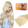 DOORES Seamless Clip in Hair Extensions, Bleach Blonde 18 Inch 7pcs 110g, Invisi Edge Hair Extensions Straight Remy Weft
