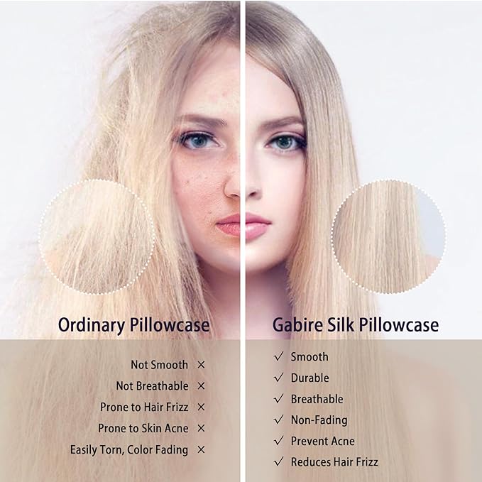 Mulberry Silk Pillowcases Set of 2, Both Sides Real Silk Pillow Cases for Hair and Skin Prevent Acne Pillowcase Organic Silk Pillowcase 2 Pack with Hidden Zipper, Navy Blue, King (20"×36")