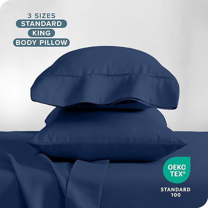 Bare Home Microfiber Pillow Cases - King Size Set of Two - Cooling Pillowcases - Double Brushed - Dark Blue Pillowcases 2 Pack - Easy Care (King Pillowcase Set of 2, Dark Blue)