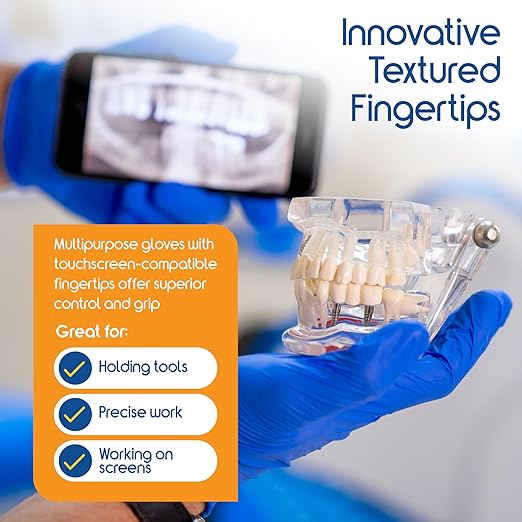 Inspire Black Nitrile Disposable Gloves | 4.5 Nitrile Safety Medical Exam Cooking Cleaning Disposable Black Gloves (Blue - Box of 100, Large)