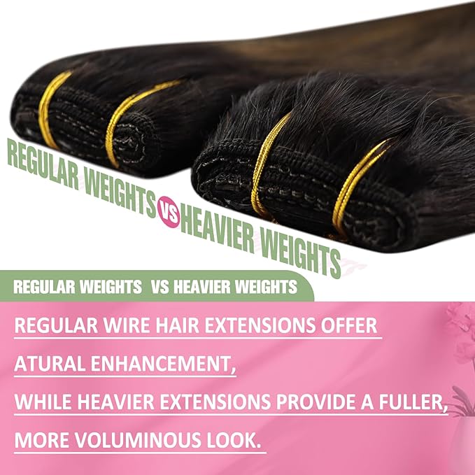 YoungSee 100G Wire Human Hair Extensions Balayage Brown Wire Hair Extensions Real Human Hair Dark Brown with Medium Brown Invisible Headband Hair Extensions Natural Hair 20Inch