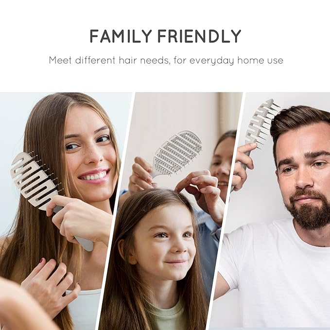 Detangler Hairbrush, Soft Bristle Detangling Brush for Straight, Wavy,Curly and Fine Hair, Dry and Wet, Quick Smoothing for Women and Men, Eco-Friendly & Sustainable Material (Natural)