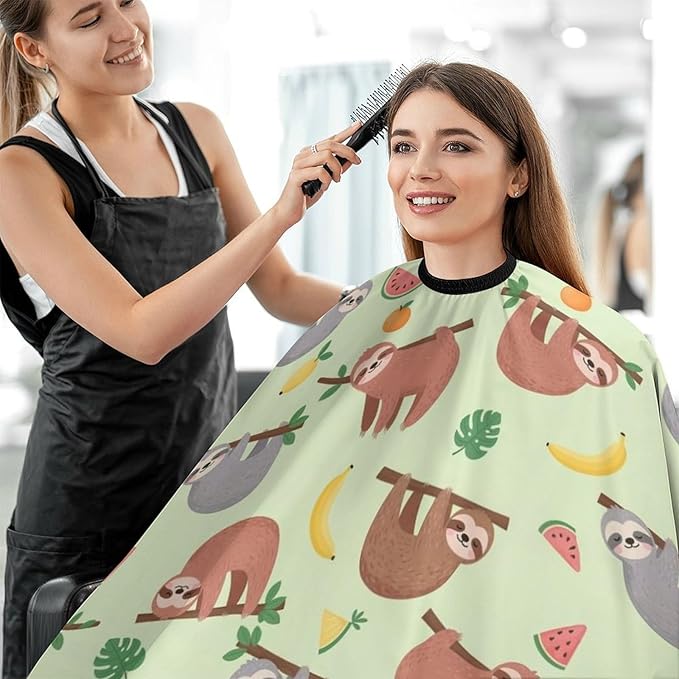 Men Women Adults Watermelon Orange Sloth Hair Cutting Cape, Lightweight Haircut Apron for Styling Hair Cut Hairdresser, Haircut Tools