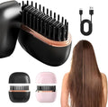 GlamBrushs Mini Hair Straightener, Rechargeable Wireless Portable Hair Straightener Brush, 3-Speed Temperature Control, Anti Scald Shell, Suitable for Home Travel (Black)
