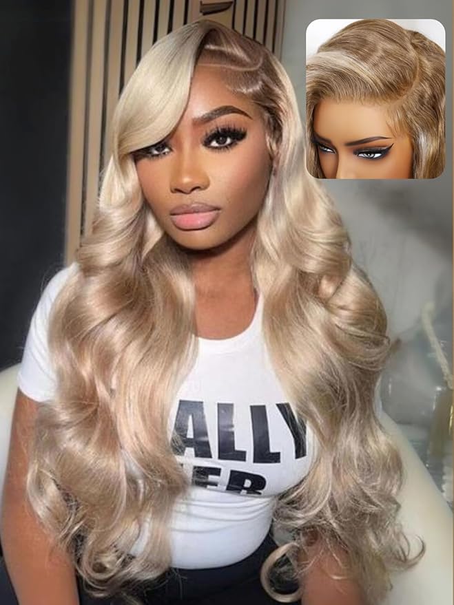 KLAIYI Ombre Ash Blonde Loose Body Wave Pre Everything Glueless 13x4 Lace Front Wigs Human Hair Balayage Precut Pre Plucked Bleached Bye Bye Knots 30S Ready to Wear and Go Wig Beginner Friendly 18Inch