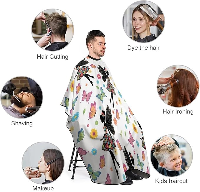 Professional Anti Static Hair Cutting Cape with Elastic Buckle, Waterproof Salon Cape for Coloring/Perming/Styling