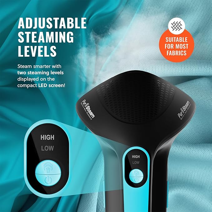 PurSteam SteamPulse Pro Handheld Steamer for Clothes, Portable Handheld Fabric and Garment Travel Steamer Iron Press Wrinkle Remover with Fabric Brush