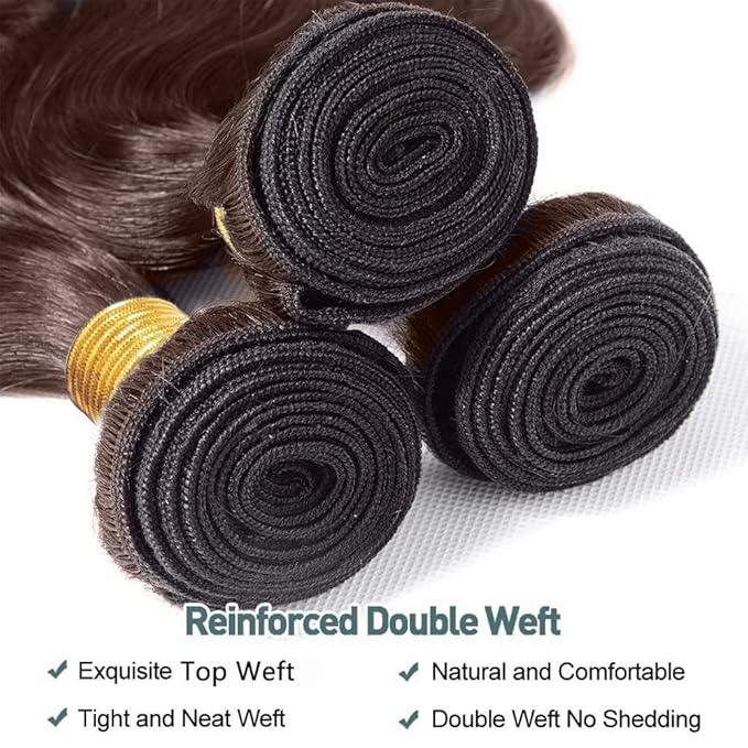 30 32 34 Inch Brown Human Hair Bundles Color 4 Water Wave Bundles Unprocessed Peruvian Virgin Remy Brown Wet and Wavy Bundle Hair Extensions
