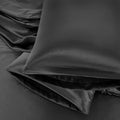 Aormenzy Satin Pillow Cases for Women Queen Size Set of 2, Black Satin Pillowcase for Hair with Envelope Closure Silky Pillow Covers Wrinkle, Fade Resistant (20x30 Inches)