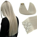 PINKPEARL Clip in Hair Extensions Real Human Hair, 20 Inch 120g 7pcs #1000 Gray Blonde Human Hair Extensions Clip Ins, Remy Hair Clip ins(#1000-20)