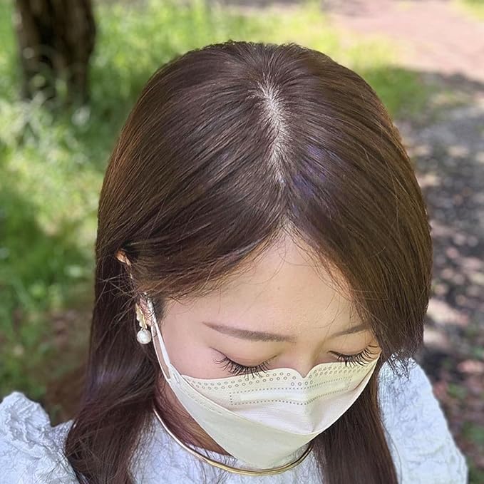 Real Human Hair Topper Double-Monofilament Top Hand-Tied Hair Pieces Mid Length for WomenThinning Hair BHADS812 (3 Natural Brown × Hair Length:9.8"(25cm), Base Size:3.1"×4.7"(8cm×12cm))
