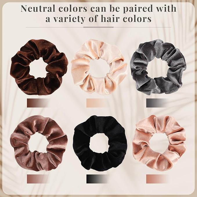 Whaline 12 Pack Hair Scrunchies Velvet Scrunchy Elastic Hair Bands for Women Hair Accessories (6 Coco Colors)