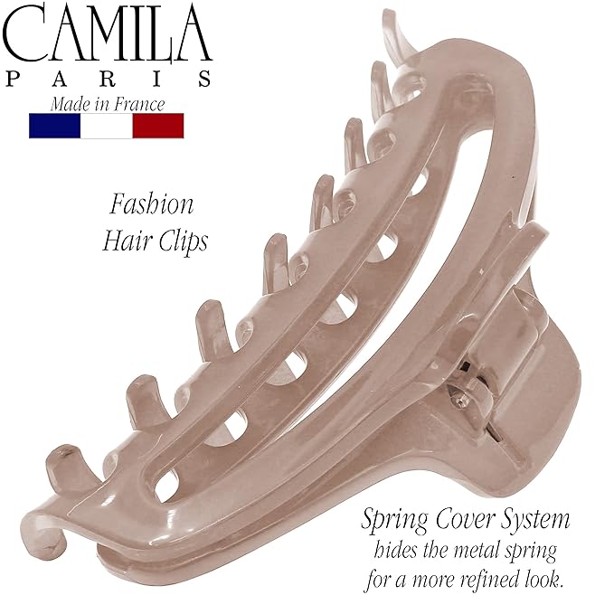 Camila Paris CP3219 French Hair Clip for Women, Medium Narrow, Open, Girls Hair Claw Clips Jaw Fashion Durable and Styling Hair Accessories for Women, Strong Hold No Slip Grip, Made in France