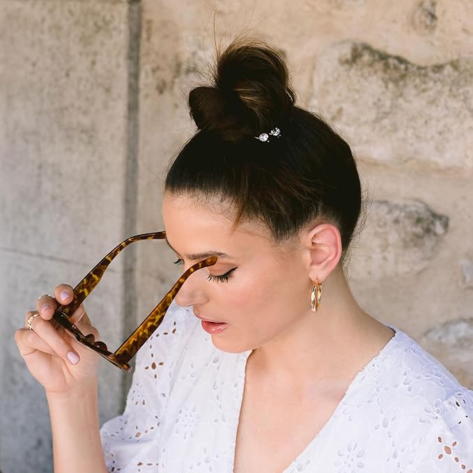 L. Erickson Little Gem Bobby Pin Pair - Crystal/Gold