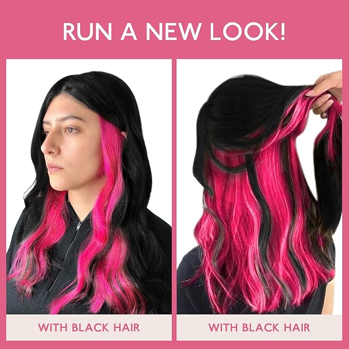 WENNALIFE Tape in Hair Extensions Human Hair Hot Pink Tape in Extensions, 10pcs 30g 20 inch Remy Invisible Tape Ins Straight Colored Soft Real Human Hair Tape in Extensions Refill Set Extensions