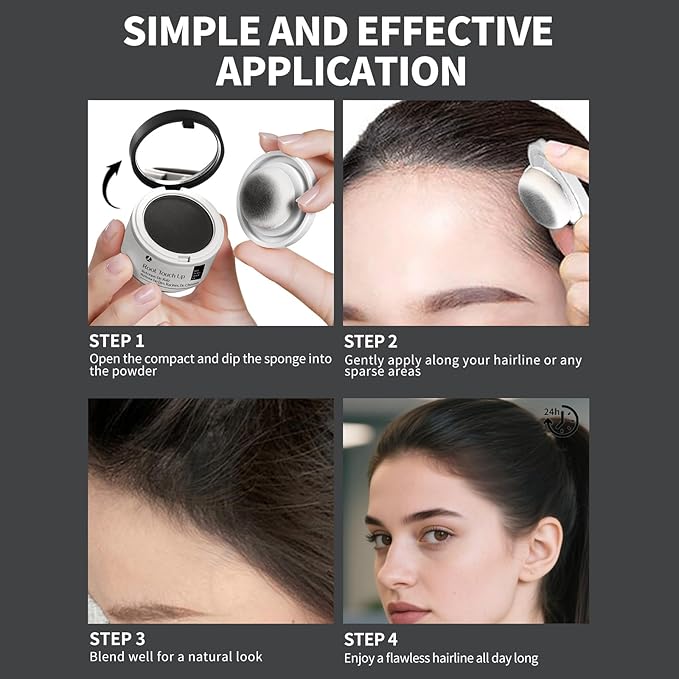 Hairline Powder 24H Stain-Proof, Root Touch Up Hair Color for Gray Coverage,Bald Spot Concealing Hair Shadow Powder for Women & Men,Natural-Looking (Light Brown)
