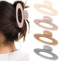 4Pcs Hair Claw Clips Large Oval Hair Clips for Women Strong Hold Non Slip Jaw Clips for Thick Thin Hair(Neutral)