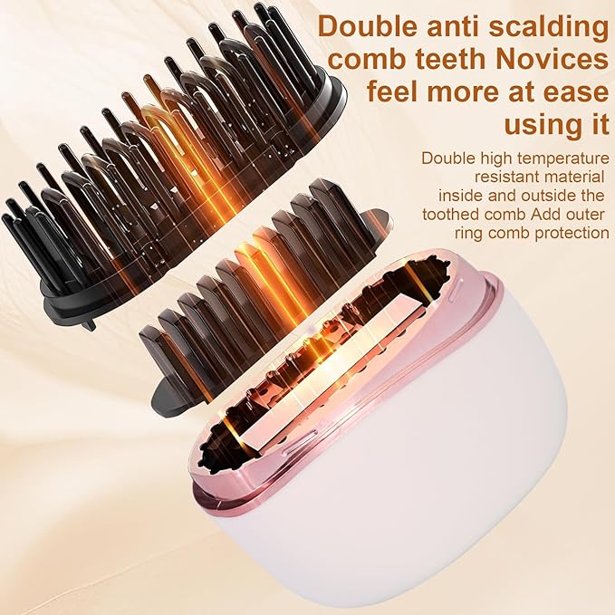 Mini Straightener, Rechargeable Portable Mini Hair Straightener Brush, Fast Heating Hot Comb 3-Speed Temperature Control with Anti Scald Shell and Built-in Mirror for Home Travel (White)