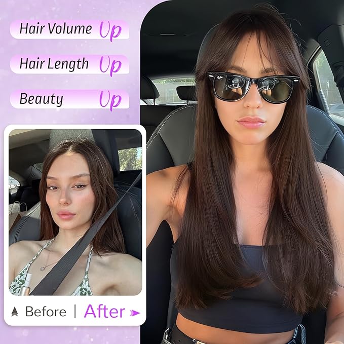 Hair Topper for Women Clip in Bangs – 18 Inch Medium Length Straight 360° Full Coverage Ombre Blonde,Synthetic Natural Looking Piece for Thinning Hair