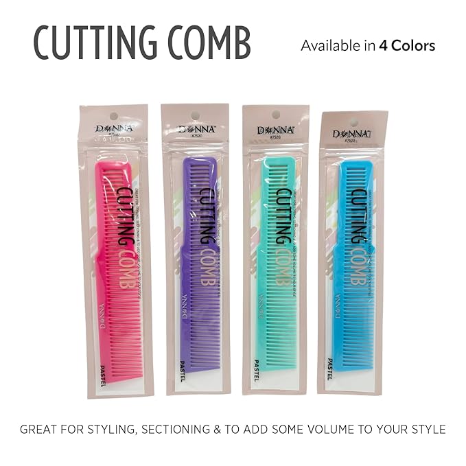 DONNA Cutting Comb – Precise Haircut & Sectioning Tool – Dual-Sided Fine & Wide Teeth Tail Comb for Layering, Thinning & Styling Wet or Dry Hair (BLUE)