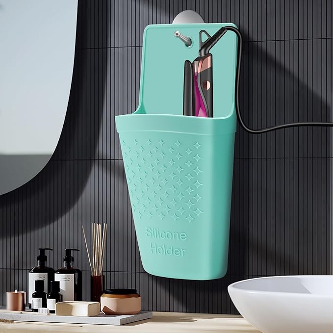 Heat Resistant Silicone Hair Iron Mat and Pouch,Portable Travel Hair Straightener Mat and Holder for Hair Styling Tools.1 Pack.(Mint Green)