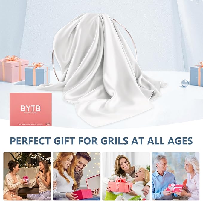 Silk Pillow Cases King Size 100% Mulberry Silk Pillowcase for Hair & Skin 22 Momme Both Side Grade 6A Silk Cooling Soft Breathable 20 x 36 Inches with Hidden Zipper 1PC, White