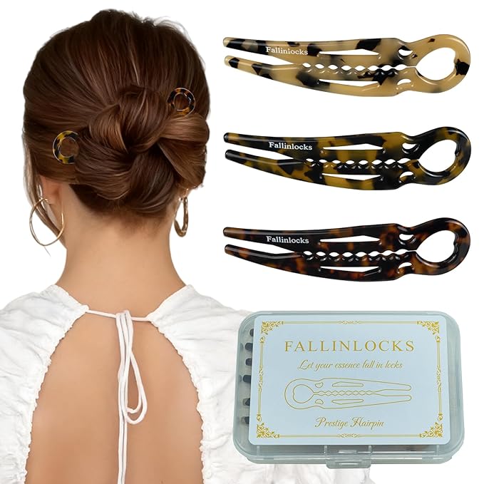 3 Pack Prestige Hair Pins for Women, 4.5" Large French Hair Pins for Thin & Thick Hair, Curved Anti-Slip Design for Better Hold, Perfect Holiday Gift for Her