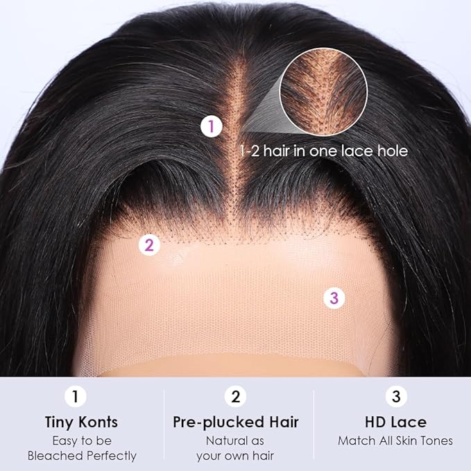 Iris Queen 12A 220 Density HD Lace Front Human Hair Wigs for Black Women Pre Plucked 13x4 Straight Transparent Lace Frontal Wigs with Baby Hair Natural Black Color(26 Inch)