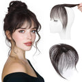 Hairro Clip On Bangs Human Hair Bangs Hair Clip In Bangs 3D 360°Cover Topper With Bangs Wispy Air Bangs Hair Pieces Fake Bangs For Women 8 Inches 10g #1B Natural Black