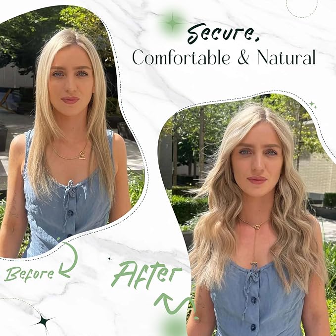 RUNATURE Blonde Wire Hair Extensions Real Human Hair, Secret Invisible Fish Line Hair Extensions, Platinum Blonde Wire Hair Extension, Transparet Wire Human Hair, Tangle-free 16 Inch 80g #60