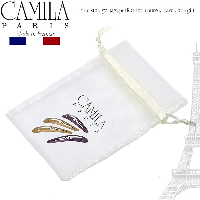 Camila Paris CP1330E French Hair Barrettes Clips, Snap Hair Slides Clic Clac for Women, Styling Girls Side Slide-in Metal Snap Pin Hair Accessories for Women. Strong Hold, No Slip Grip, Made in France