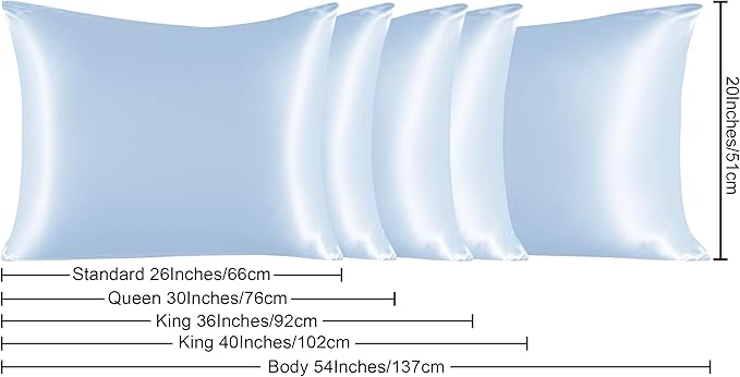 NTBAY 2 Pack Satin Queen Pillowcases for Hair and Skin, Luxurious and Silky Pillow Cases with Envelope Closure, 20x30 Inches, Aqua