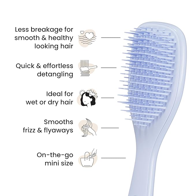 Tangle Teezer Ultimate Detangler Hairbrush, Eliminates Knots & Reduces Breakage, Mini Hair Brush for Travel, Small Hands & All Hair Types, Digital Lavender