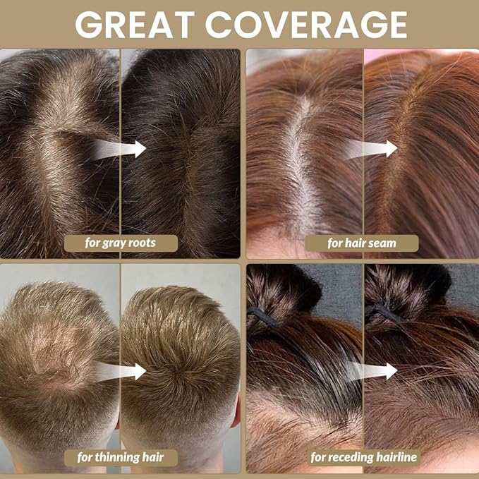 VOLLUCK Root Touch up Powder, Instant Hairline Powder for Thinning Areas and Gray Hair Coverage, Natural and Non-greasy Root Cover up for Women and Men (Red Brown, 0.14 Ounce)