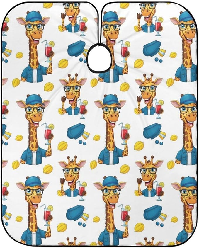 Full Coverage Professional Salon Cutting Barber Hairdressing Cape, Dyeing Salon Apron Cute and Funny Giraffe Hair Cutting Cloak for Hair Cutting Styling