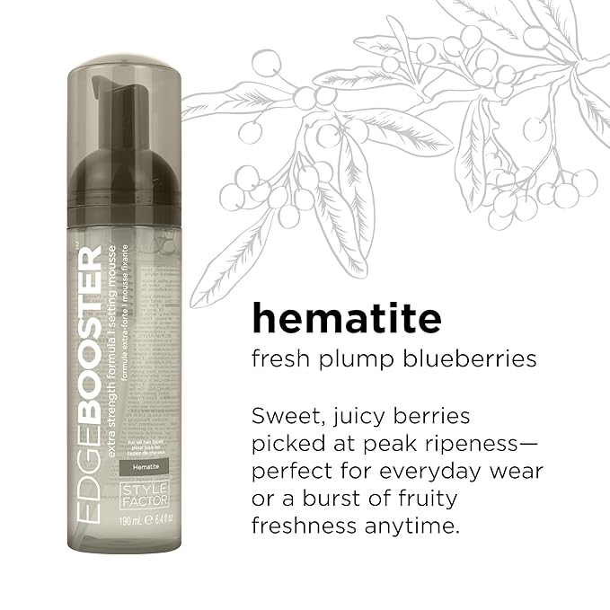 Style Factor EDGE BOOSTER Extra Strength Setting Mousse – Frizz Control, Extra Volume, and Conditioning – 6.4oz Hematite Mousse for Curly Hair