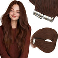 Sunny Hair Tape in Hair Extensions Human Hair, 18inch 40Pcs Auburn Brown Human Hair Tape in Extensions Remy Invisible Tape ins Human Hair Extensions Straight
