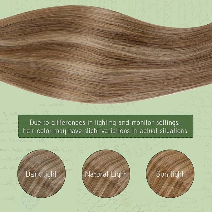 RUNATURE Real Hair Extensions Clip in Human Hair, 24 Inch Clip in Hair Extensions Real Human Hair, Long Remy Natural Hair for Women Easy Styling 135g 7pcs #10P16 Dark Blonde HIghlight Caramel Blonde