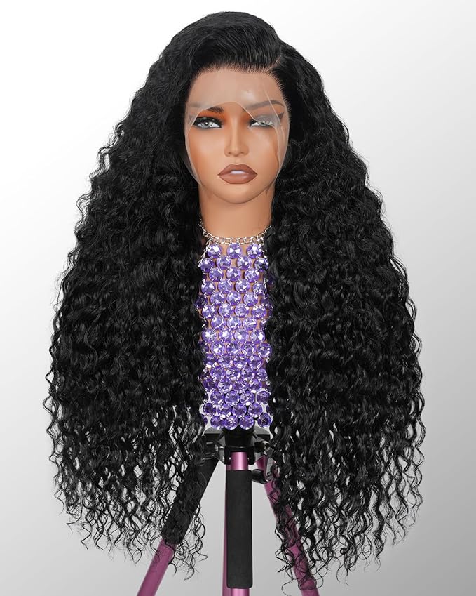 13x6 Deep Wave Lace Front Wigs Human Hair 180% Density curly human hair wig for Women 13x6 Wet and Wavy HD Transparent Lace Frontal Wigs Human Hair Pre Plucked with Natural Baby Hair 26inch