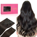 WENNALIFE Clip in Hair Extensions, 150g 14 Inch 9pcs Dark Brown Remy Hair Thicker Double Weft Extensiones De Cabello Humano Con Clip Ins Straight Full Volume