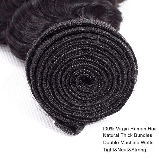 Color 1B Bundles Human Hair Natural Black Deep Wave Bundles Niegmeag Brazilian Virgin Remy Single Bundle 14 Inch Color 1B Deep Wave Bundle 100g