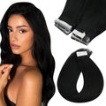 Sunny Hair Tape in Hair Extensions Human Hair 16inch Hair Extensions Real Human Hair Tape in Extensions for Women Solid Black Virgin Hair Natural Straight Skin Weft Double Sided Tapes 20Pcs 50g