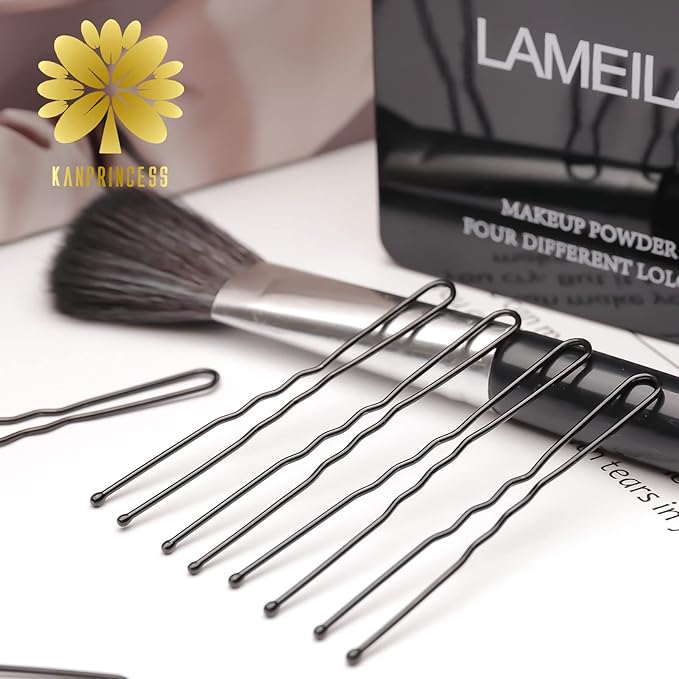 100PCS 2.4Inch U Shaped Hair Pins,Black Bobby Pins for All Hair Types,Hair Pins for Women,Pain-Free U Pins for Buns With Box（Black）