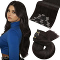 Moresoo Clip in Hair Extensions Real Human Hair Dark Brown Hair Extensions Clip ins Remy Human Hair Dark Brown Full Head for Women Straight 120g/7pcs 16 inch