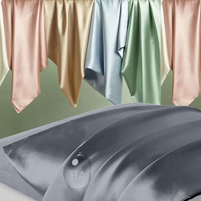 Mulberry Silk Pillow Cases King Size, Silk Pillowcase for Hair and Skin, Both Sides Natural Silk Satin Pillowcase for Sleeping Women with Zipper, Gifts for Women Men, Space Grey