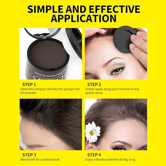 Gowwim Root Touch up Powder, Instantly Gray Hair Cover up Hairline Powder for Women & Men Waterproof and Sweatproof Root Cover Up Long-Lasting for Thinning & Loss Hair (Black6, 10G+1)