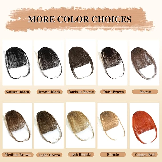NAYOO Bangs Hair Clip- Darkest Brown Fake Bangs 100% Real Human Hair Extensions Wispy Bangs for Women Fringe with Temples Hairpieces Curved Bangs for Daily Wear (2# darkest brown, Wispy Bangs)